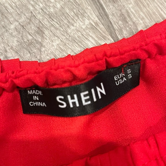 Tiered Red Pleated Off-the-Shoulder Dress - Picture 7 of 10